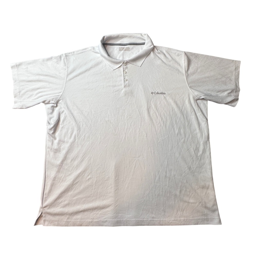 Columbia Polo Shirt Mens XXL White XM6449 Short Sleeve Pique Textured Activewear